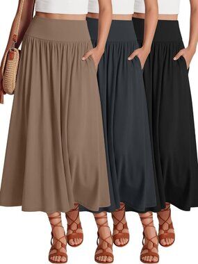 3 Pack Maxi Long Skirts for Women - Flowy, Comfortable, Versatile Styles